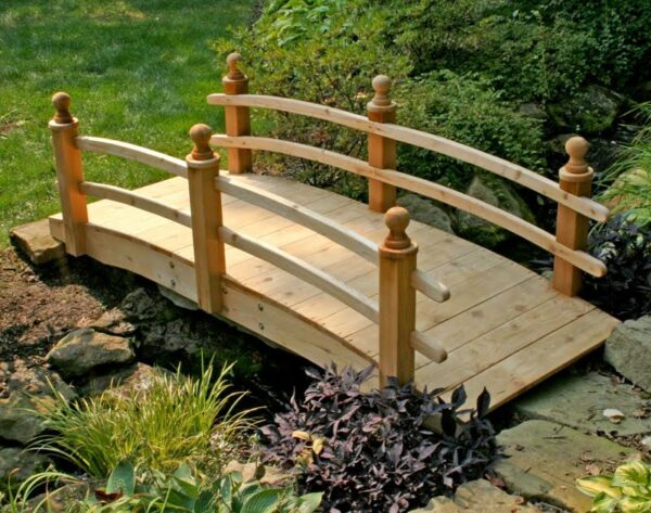 Garden Double Rail Wooden Bridge