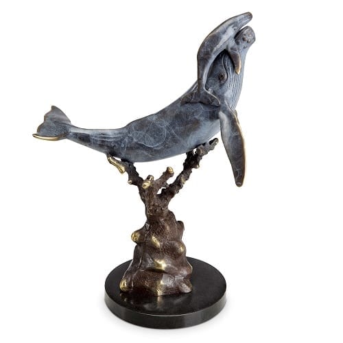 Baby Whale's First Breath Brass Statue