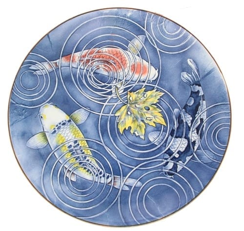 Porcelin Plate Koi Pond Painting