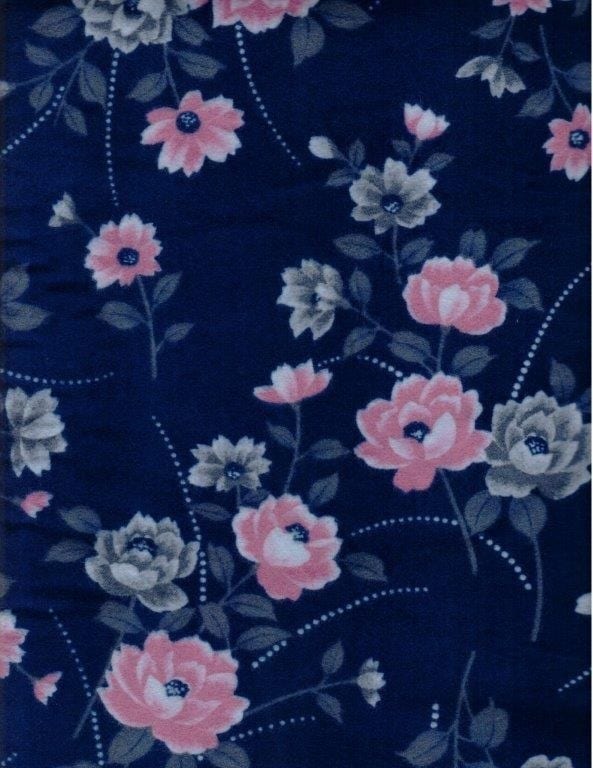 Deluxe Flannel Pink and Gray Flowers