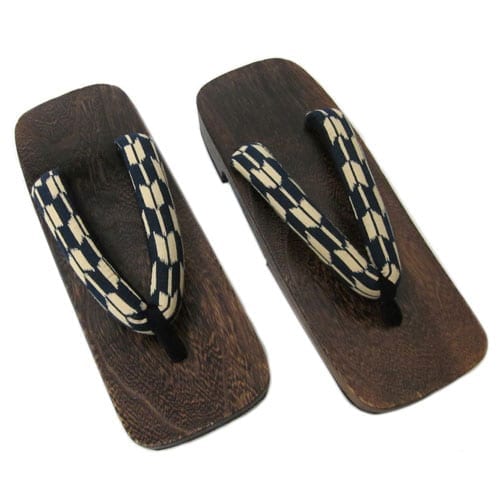 Sandals Wooden Navy Geometric
