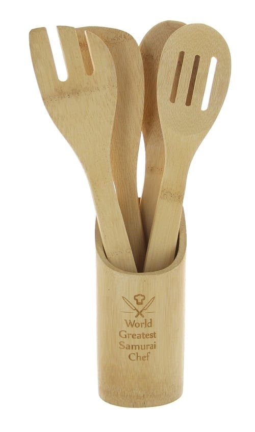 Personalized Bamboo Kitchen Utensil Set - JapaneseStyle.com