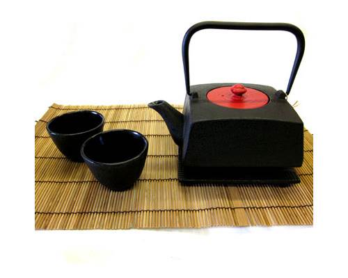 Tetsubin Teapot Set Square Black