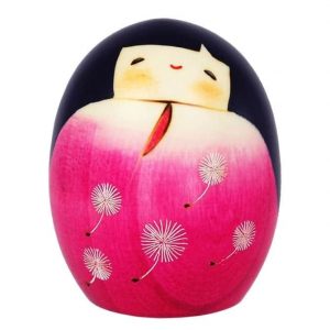 Kokeshi Doll Round Dandelion Pink
