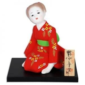 Hakata Doll Red Kimono Tall