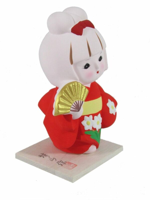 Red Kimono Hakata Clay Doll