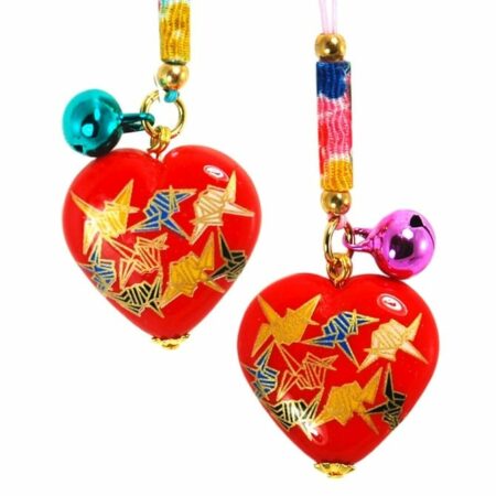 Heart with Origami Cranes Charm