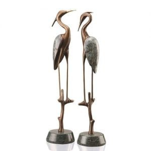 Two Herons Brass Statue