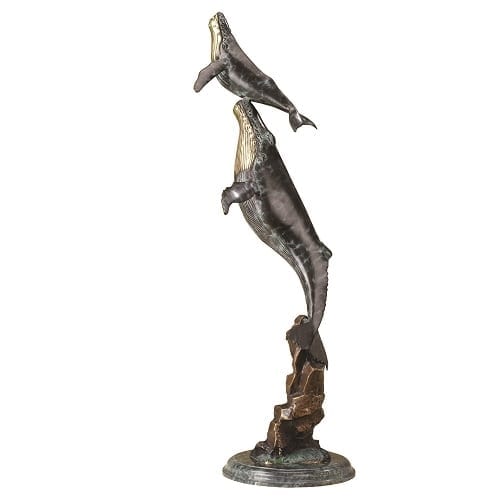 Mother Baby Whale Brass Statue