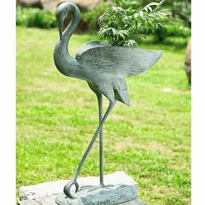 Metal Crane Garden Bird Bath