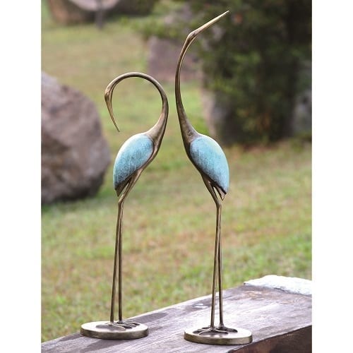 Japanese Crane Pair Garden Statues Style - Garden Crane Statues