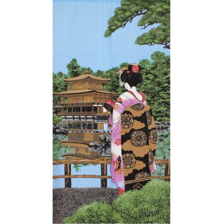 Geisha and Temple Japanese Noren