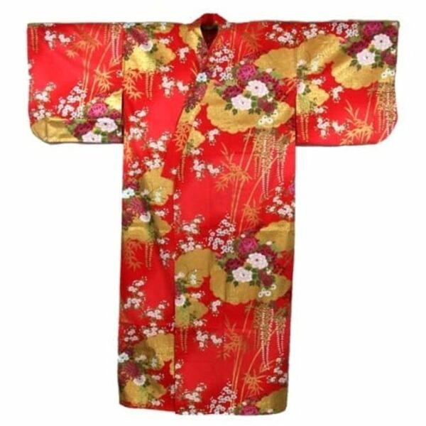 Gold Blossoms Red Kimono