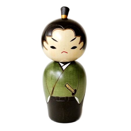 Green Samurai Kokeshi Doll