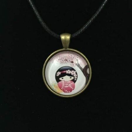 Cherry Blossom Doll Charm Necklace