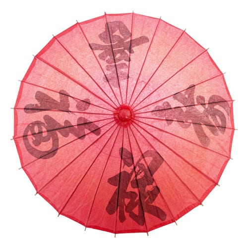 Japanese Calligraphy on Red Paper Parasol