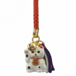 Japanese Lucky Cat White Charm