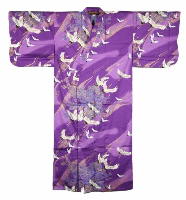 Purple White Cranes Kimono