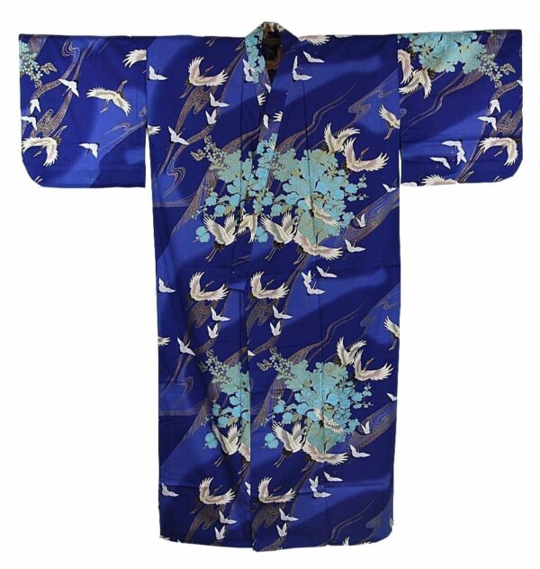 Blue White Crane Kimono
