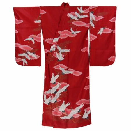Kimono Crane Red Womens