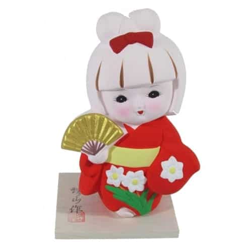 Red Hakata Doll Gold Fan