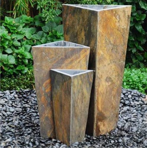 Triangle Tapered Slate Planter, Japanese Style Garden Pots