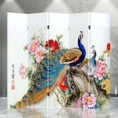 Peacock Flowers 5 Panel Divider