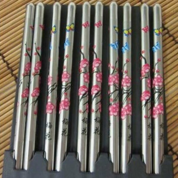 Steel Sakura Chopsticks 5 Pack