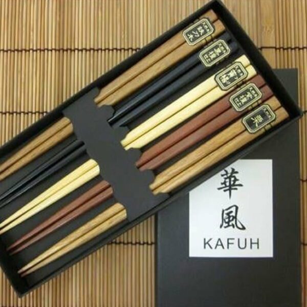 5 Pair Koi Natural Bamboo Japanese Chopsticks Gift Box FREE SHIPPING 