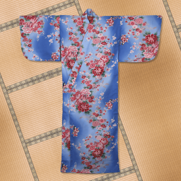 Girl's Flowers Blue Kimono