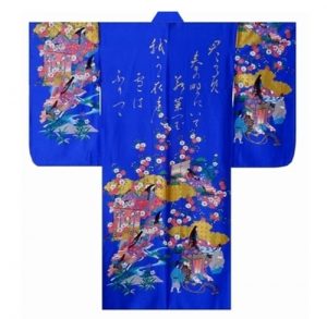 Kimono Gilt Poem Long Sleeve Navy