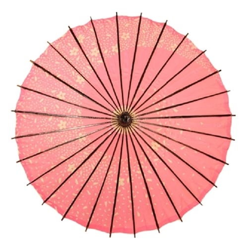 Red Japanese Style Cherry Blossoms & Pedals Parasol