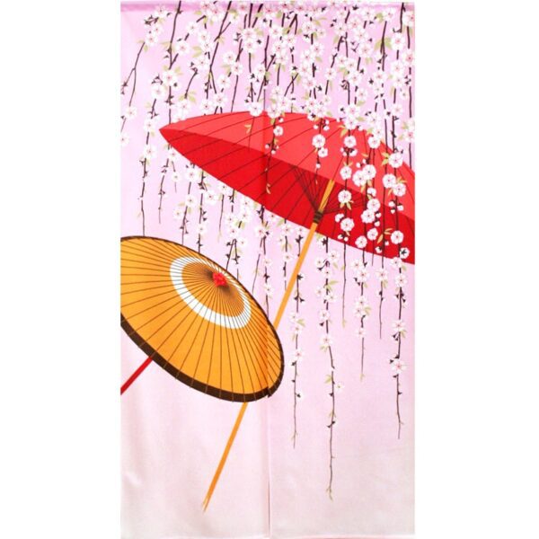 Umbrellas and Cherry Blossoms Japanese Noren