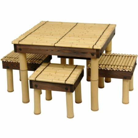 Japanese Bamboo Table and Stools