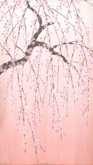 Weeping Cherry Blossoms Japanese Noren