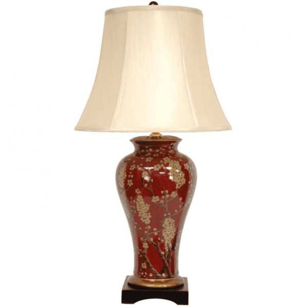30" Glazed Sakura Blossom Vase Lamp