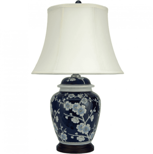 22" Blue Cherry Blossom Lamp