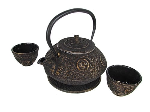 Round Coin Tetsubin Cast Iron Teapot Set