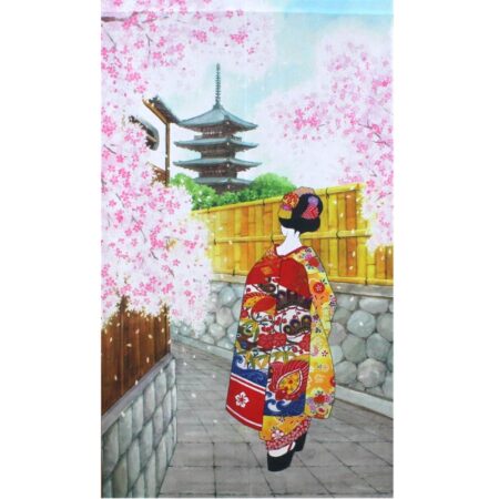 Geisha and Pagoda Japanese Noren