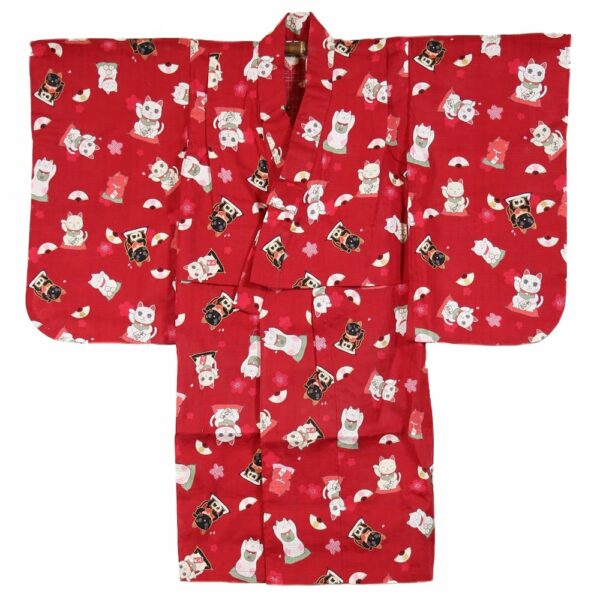 Children's Red Lucky Kitty Kimono