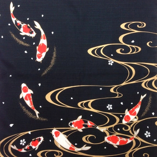 Japanese wrapping cloth FUROSHIKI KOI FISH COTTON MADE IN JAPAN 