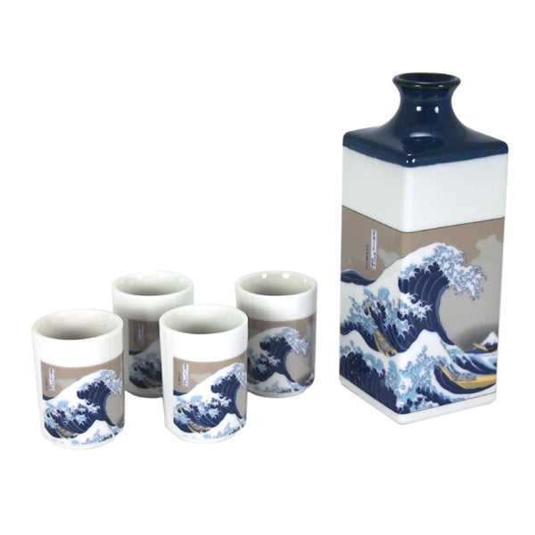Great Wave Blue Kanagawa Sake Set | Shop | Japanese Style