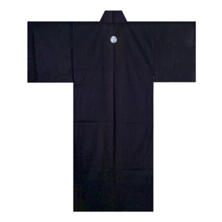 Montsuki Formal Black Printed Crest Wide Kimono