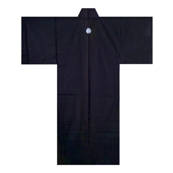 Montsuki Formal Black Printed Crest Wide Kimono