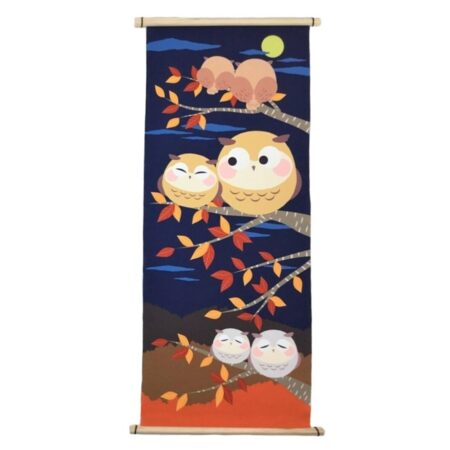 Autumn Owls Japanese Tapestry