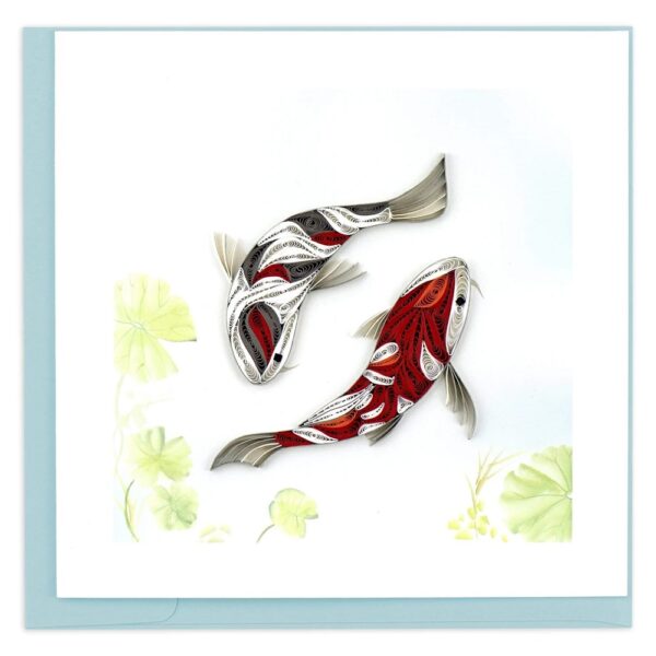 Two Koi Fish Quilled Greeting Card