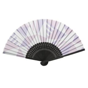Violet Geometric Japanese Folding Fan