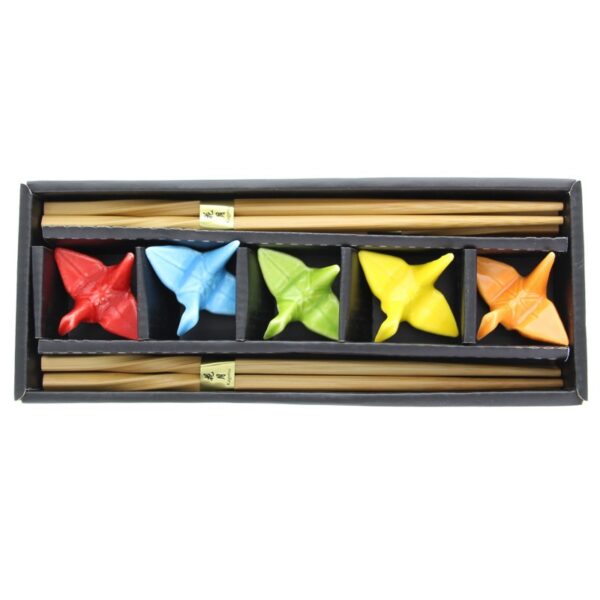 Chopsticks with Rainbow Cranes Rests Set