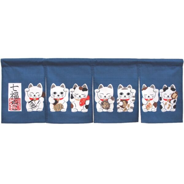 Seven Lucky Cats Japanese Noren