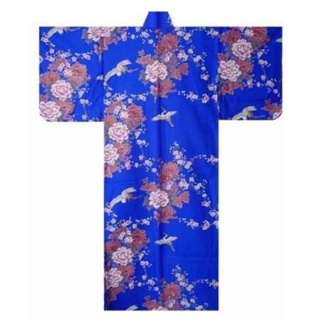Flying Crane and Peony Blue Kimono